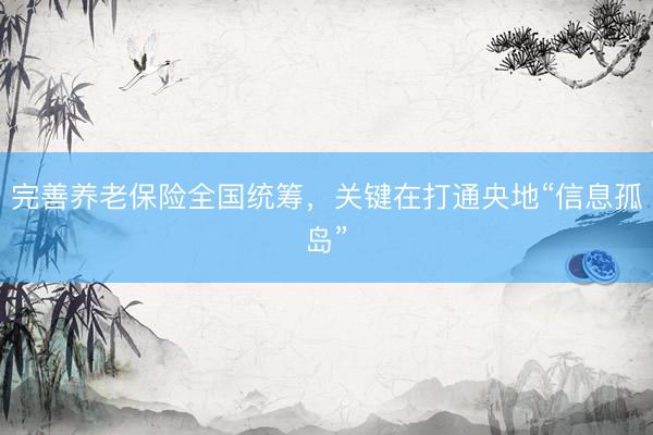 完善养老保险全国统筹，关键在打通央地“信息孤岛”