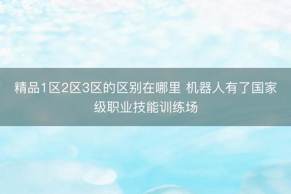 精品1区2区3区的区别在哪里 机器人有了国家级职业技能训练场