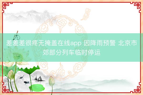 差差差很疼无掩盖在线app 因降雨预警 北京市郊部分列车临时停运