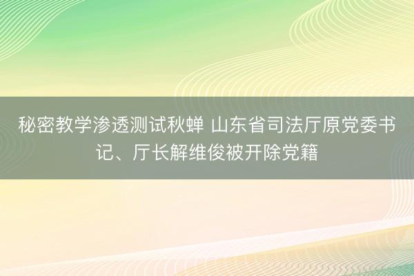 秘密教学渗透测试秋蝉 山东省司法厅原党委书记、厅长解维俊被开除党籍