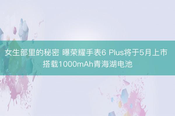 女生部里的秘密 曝荣耀手表6 Plus将于5月上市 搭载1000mAh青海湖电池