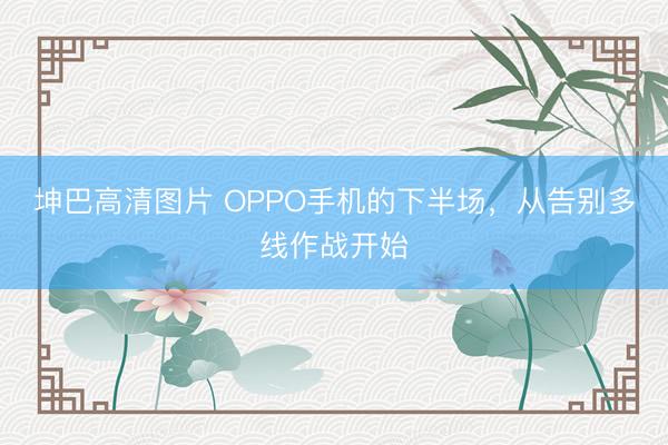 坤巴高清图片 OPPO手机的下半场，从告别多线作战开始