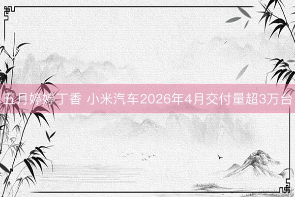 五月婷婷丁香 小米汽车2026年4月交付量超3万台
