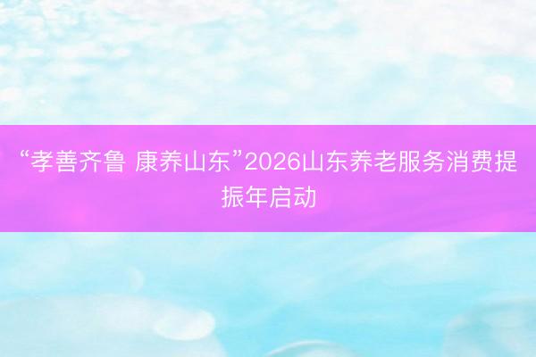 “孝善齐鲁 康养山东”2026山东养老服务消费提振年启动