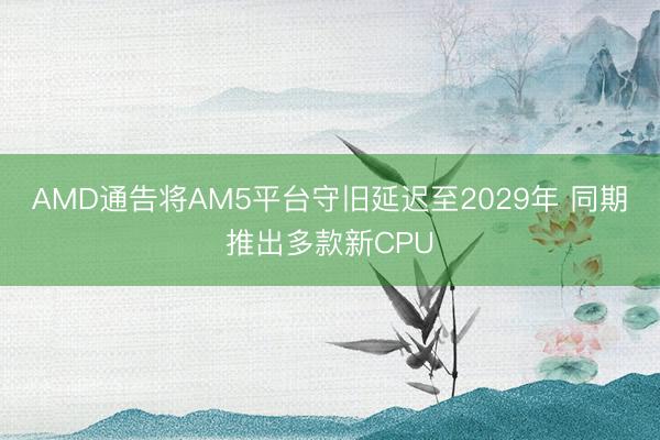 AMD通告将AM5平台守旧延迟至2029年 同期推出多款新CPU