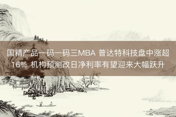 国精产品一码一码三MBA 普达特科技盘中涨超16% 机构预测改日净利率有望迎来大幅跃升