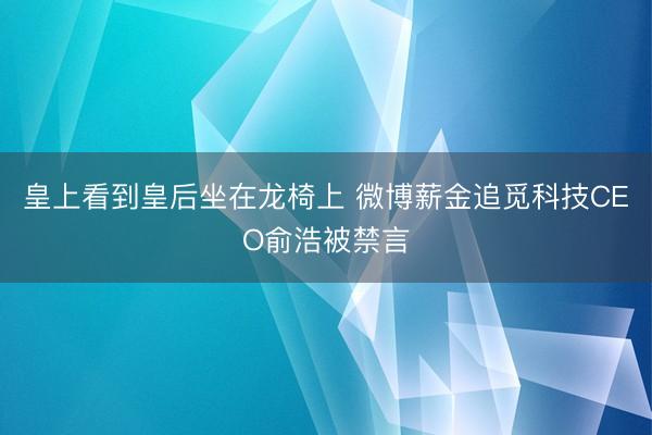 皇上看到皇后坐在龙椅上 微博薪金追觅科技CEO俞浩被禁言